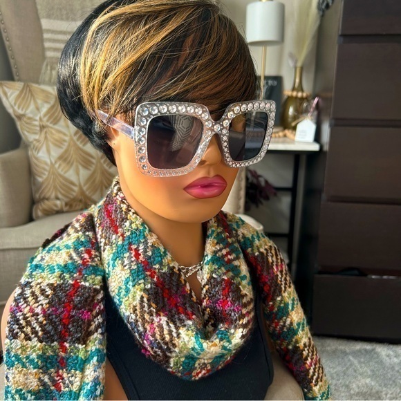Quiet Luxury Boutique Accessories - ✨NWT Rhinestone clear oversized statement sunglasses 🕶️ sunshades